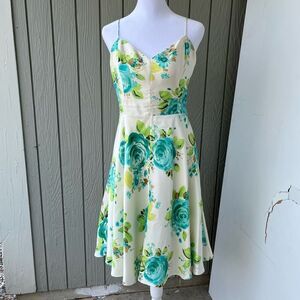 Banana Republic 100% Silk Floral Duchess Satin Cocktail Dress Size 4